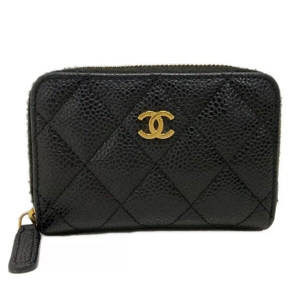 CHANEL Handbags - CHANEL Classic Zip Coin Purse/Matelasse  Black Caviar Skin Coin Case 696-122024